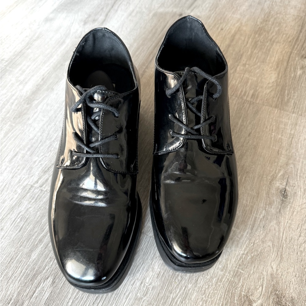 Black Patent Oxford Platform Shoes – Androgynous Style Size 8
